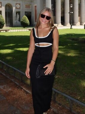 H&M Black Maxi Dress with White Trim